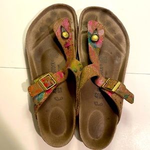 Birkenstock Gizeh sandals sparkly rainbow shoes
